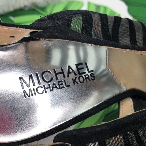 Michael Kors Black Zebra Peep Toe Wedge Heels 7 - Picture 10 of 13